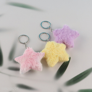 Wholesale Cute Plush Star Charm Fluffy <em>Key</em> <em>Chain</em> Purse Pendants