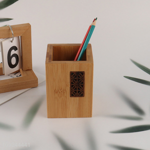 Good Quality Bamboo Wood <em>Pencil</em> Holder Stand Office Desktop Organizer