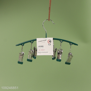 Popular products household windproof clothes hanger socks drying rack with 6clips