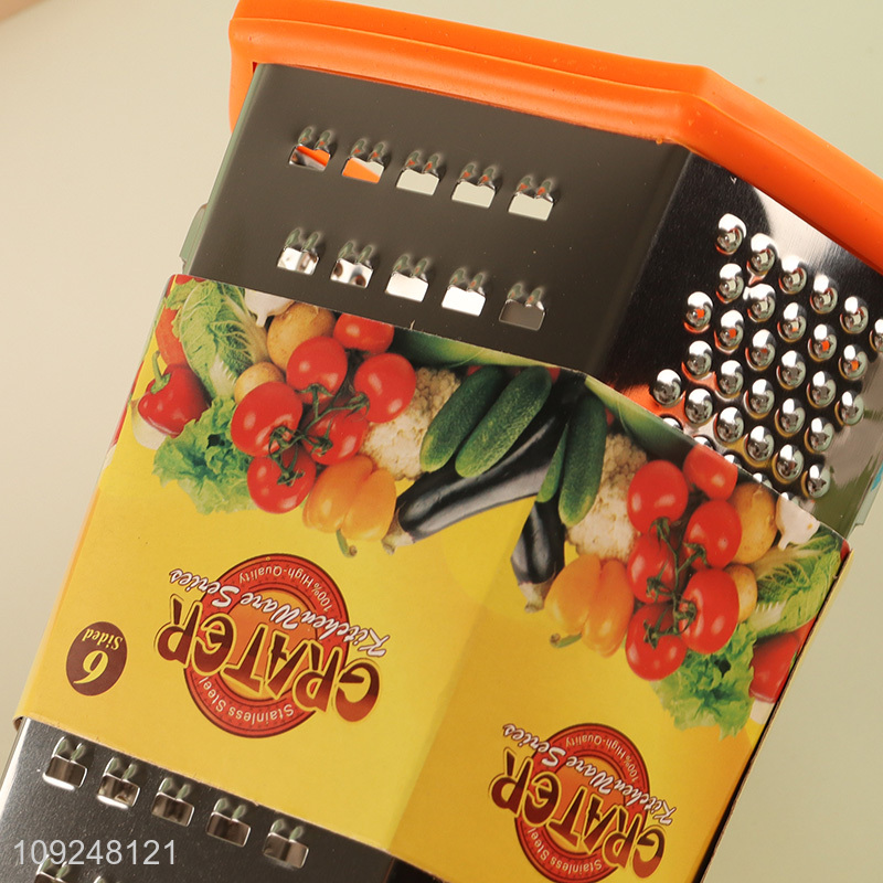 Hot Selling Cheese Grater 6-Sided Box Grater Multi-Function Box Grater with Handle