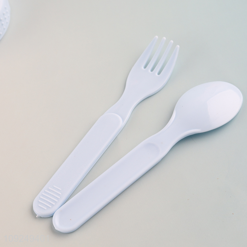 New Product Kids Plastic Dinnerware Set with Dinner Plate, Spoon, Fork & Water Bottle