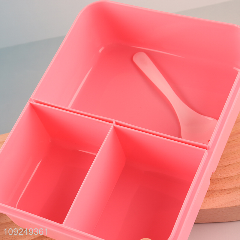 High Quality Bpa Free Plastic Bento Lunch Box with Spork for Kids Boys Girls