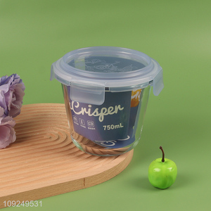 China wholesale round clear glass food container preservation <em>box</em> crisper