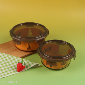Popular products round home kitchen sealed glass food container preservation <em>box</em>