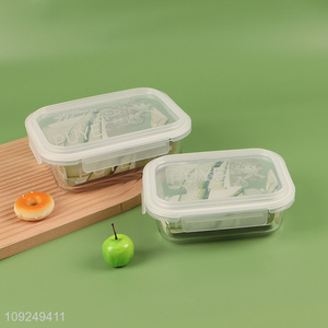China factory rectangle glass food container preservation <em>box</em> for home kitchen