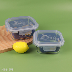Low price square home kitchen clear glass food container preservation <em>box</em>