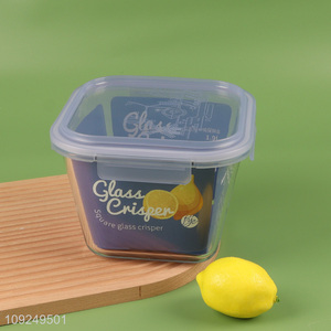 Good selling square 1.9L glass food container preservation <em>box</em> with lid