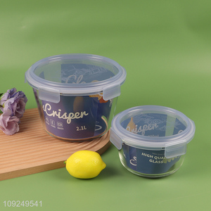 Hot items round sealed glass food container preservation <em>box</em> with lid