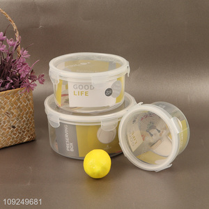 China wholesale round plastic food container preservation <em>box</em> crisper with lid