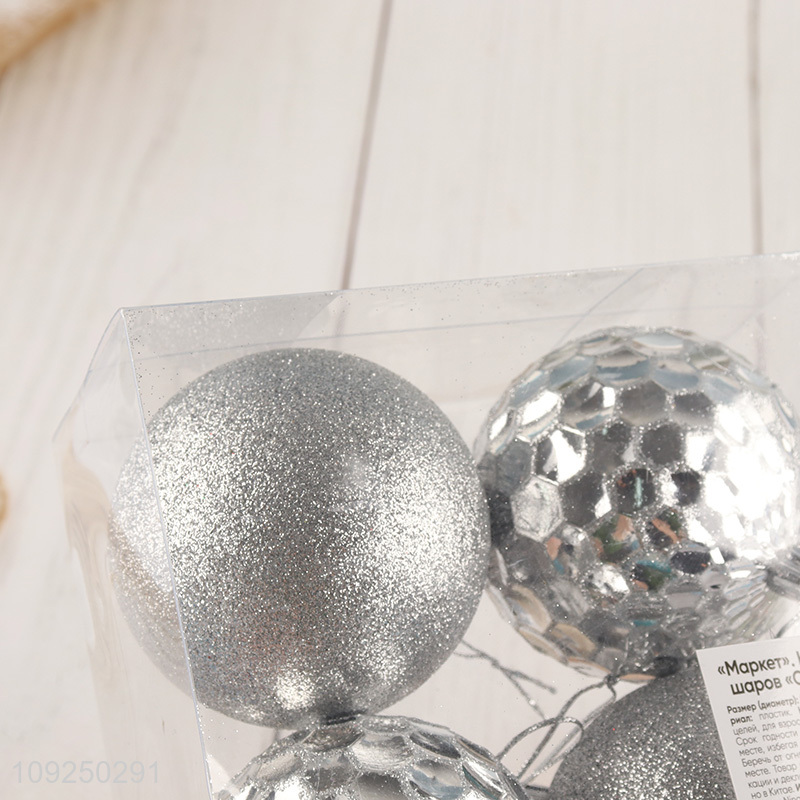 High Quality 4Pcs Christmas Balls Shatterproof Glitter Xmas Tree Hanging Ornaments