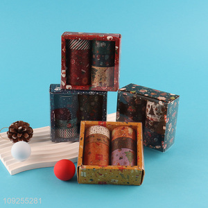 New Arrival 6 Rolls Christmas Washi Tapes Decorative Masking Tapes Set for DIY Journaling