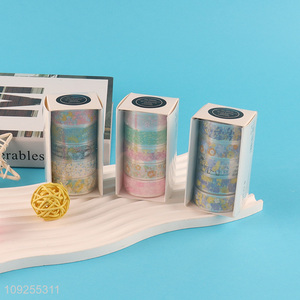 High Quality 6 Rolls Floral <em>PET</em> Tape Set for DIY Arts & Crafts, Journaling & Scrapbooking