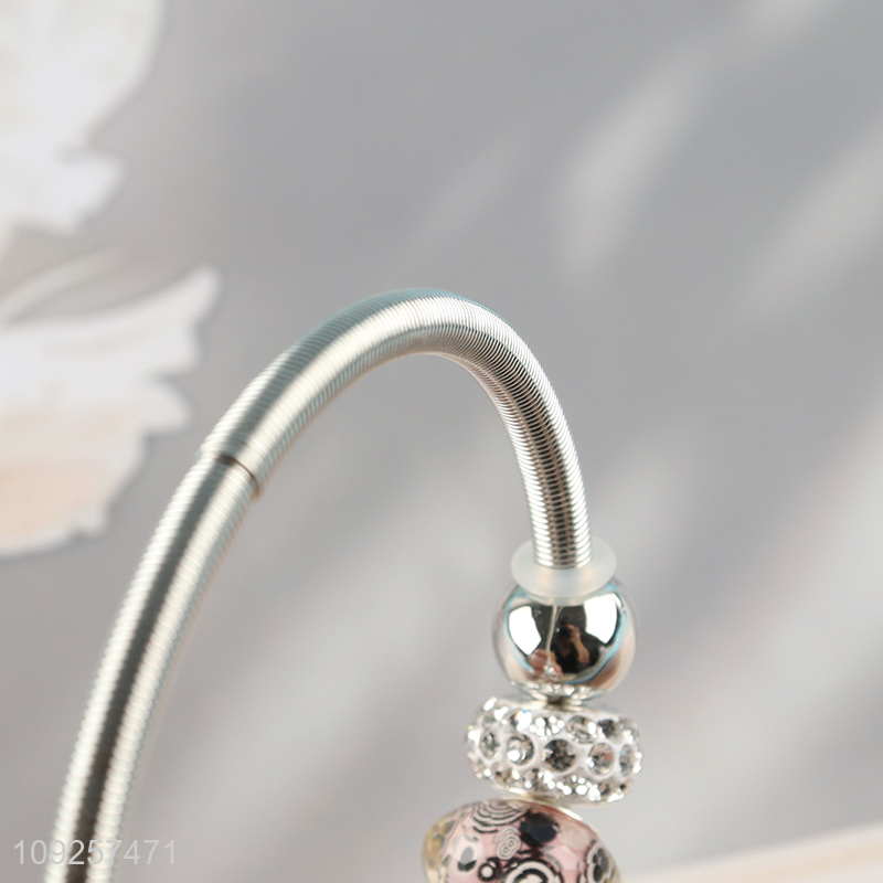 Online Wholesale Silver Plated Stainless Steel Bangle Charm Bracelet for Girls