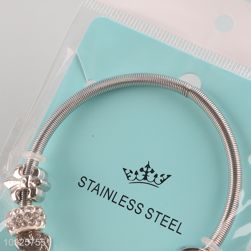 Factory Supply Stainless Steel Silver Plated Charm Bracelet Fashion Jewelry