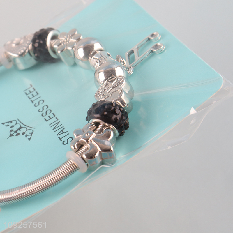 Online Wholesale Stainless Steel Bangle Charm Bracelet Silver Charm Bracelet