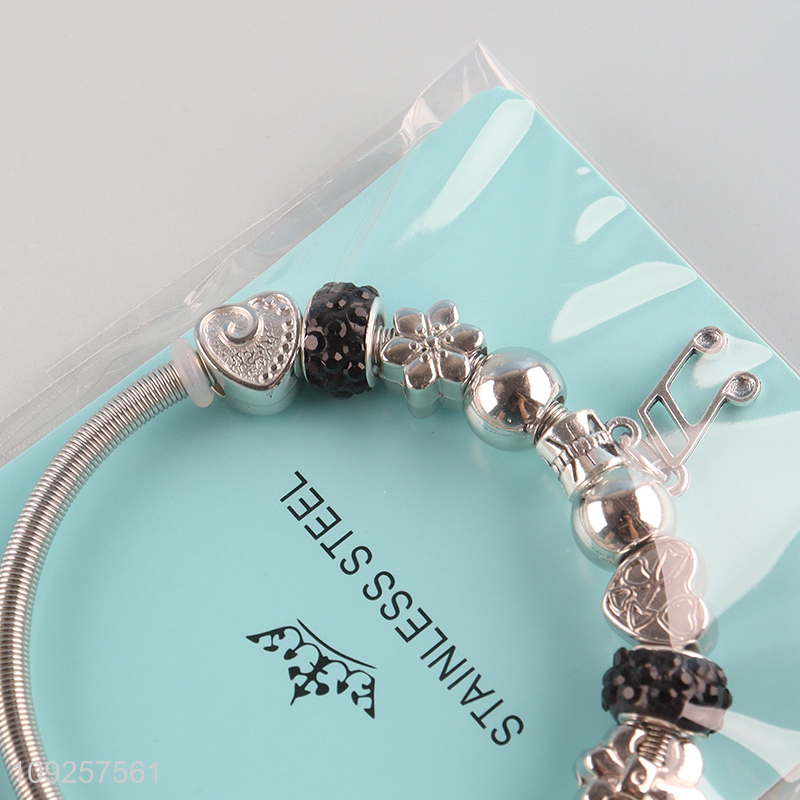 Online Wholesale Stainless Steel Bangle Charm Bracelet Silver Charm Bracelet