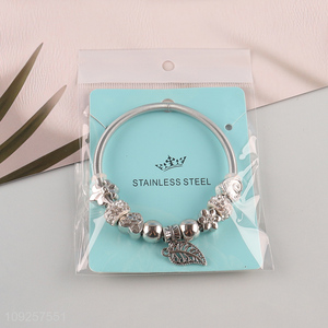 Factory Supply Stainless Steel Silver Plated Charm Bracelet Fashion Jewelry