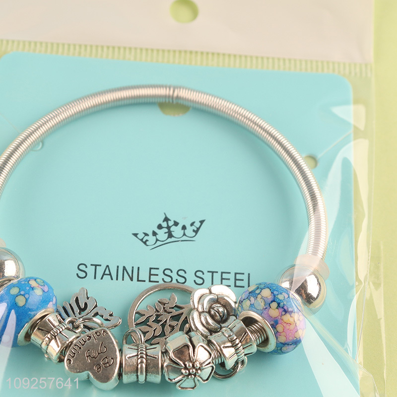 Factory Supply Charm Bracelet Stainless Steel Bangle Fashion Jewelry Gifts