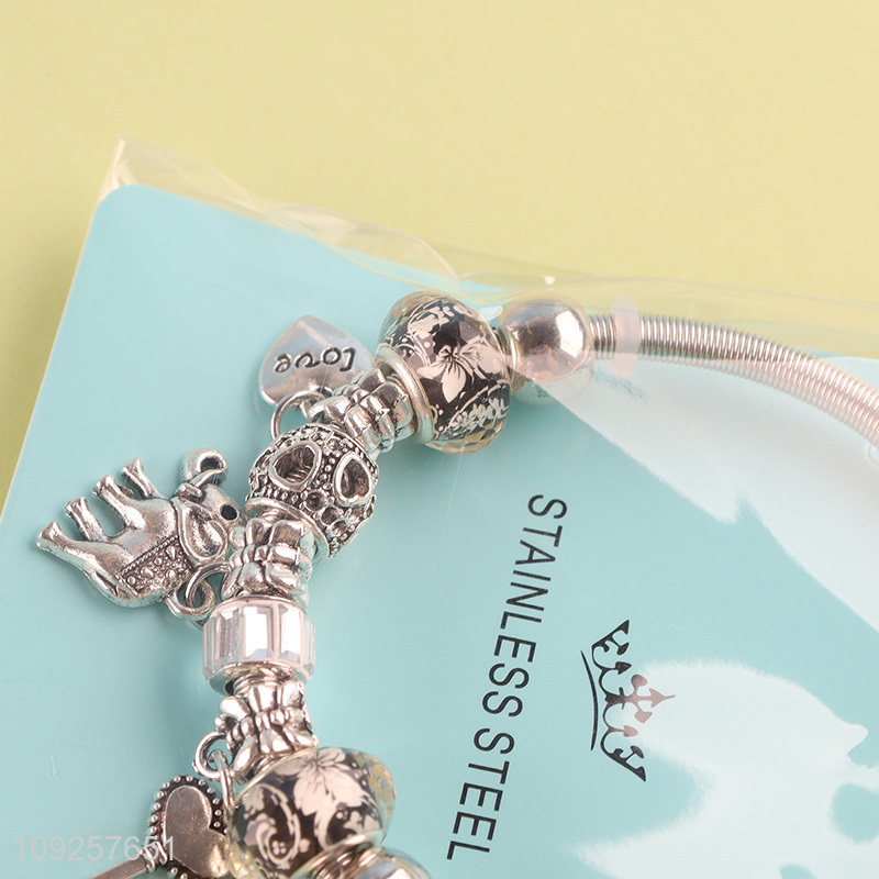 Online Wholesale Stainless Steel Silver Plated Charm Bracelet Fashion Jewelry