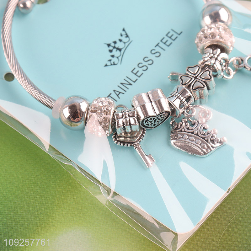Good Quality Stainless Steel Bangle Charm Bracelet Silver Charm Bracelet