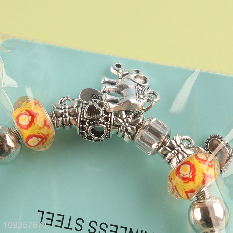 Good Quality Silver Plated Stainless Steel Bangle Charm Bracelet for Girls