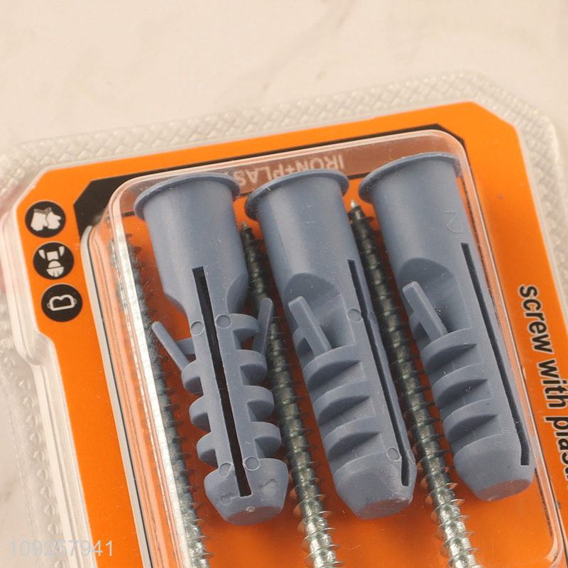 New Product 3 Pieces Plastic Wall Anchor and Screw Set Drywall Anchor Kit