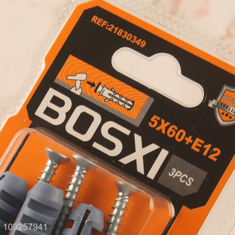 New Product 3 Pieces Plastic Wall Anchor and Screw Set Drywall Anchor Kit