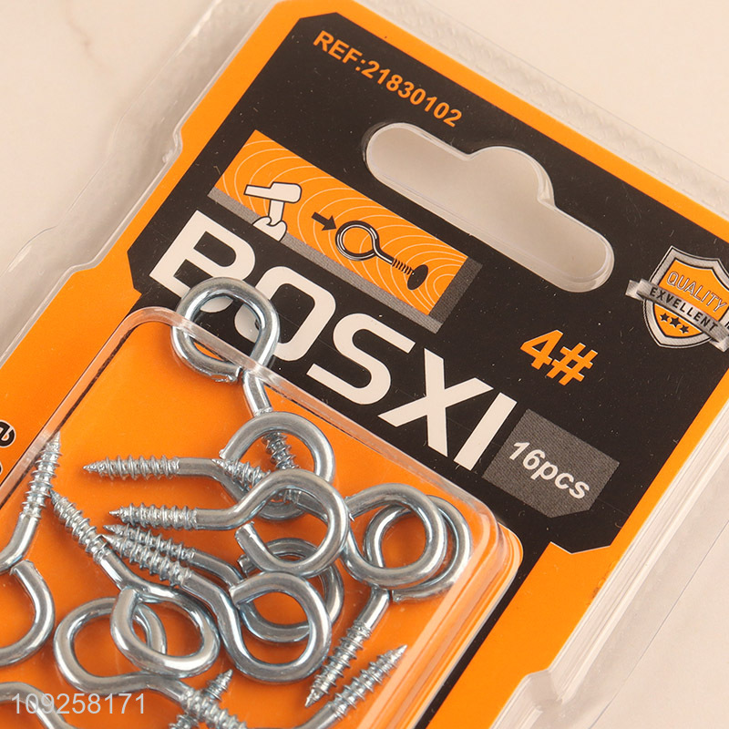 Good Quality 16 Pieces Screw Eye Pins Heavy Duty Self Tapping Screws Hooks