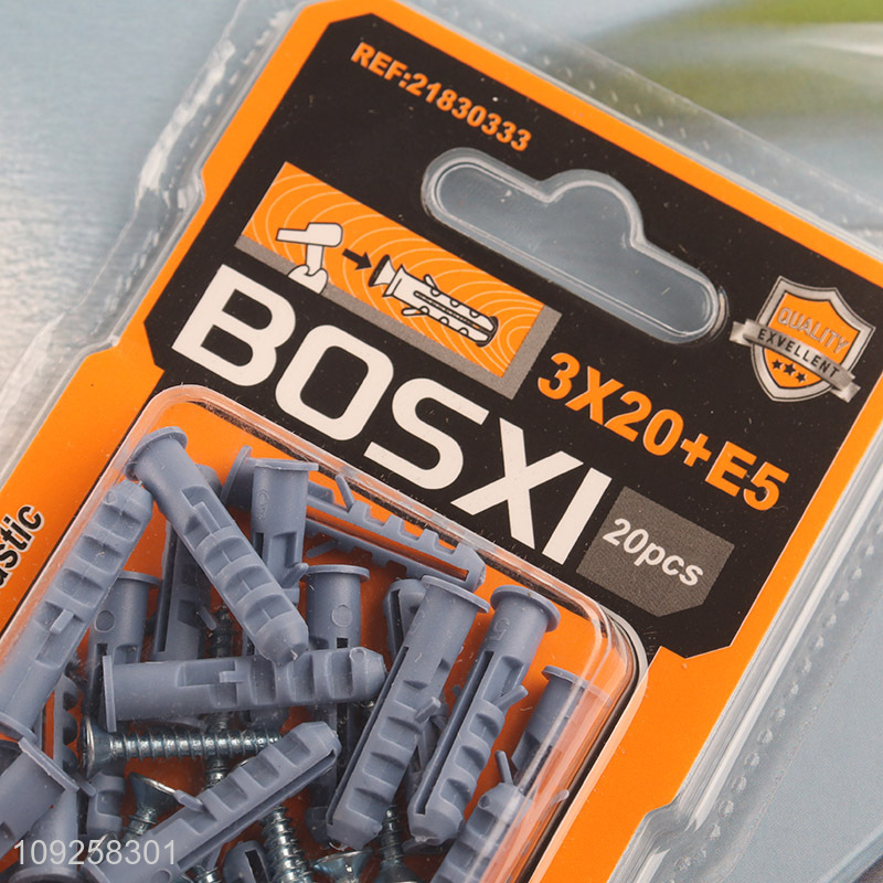New Product 20 Pieces Plastic Wall Anchor and Screw Set Drywall Anchor Kit