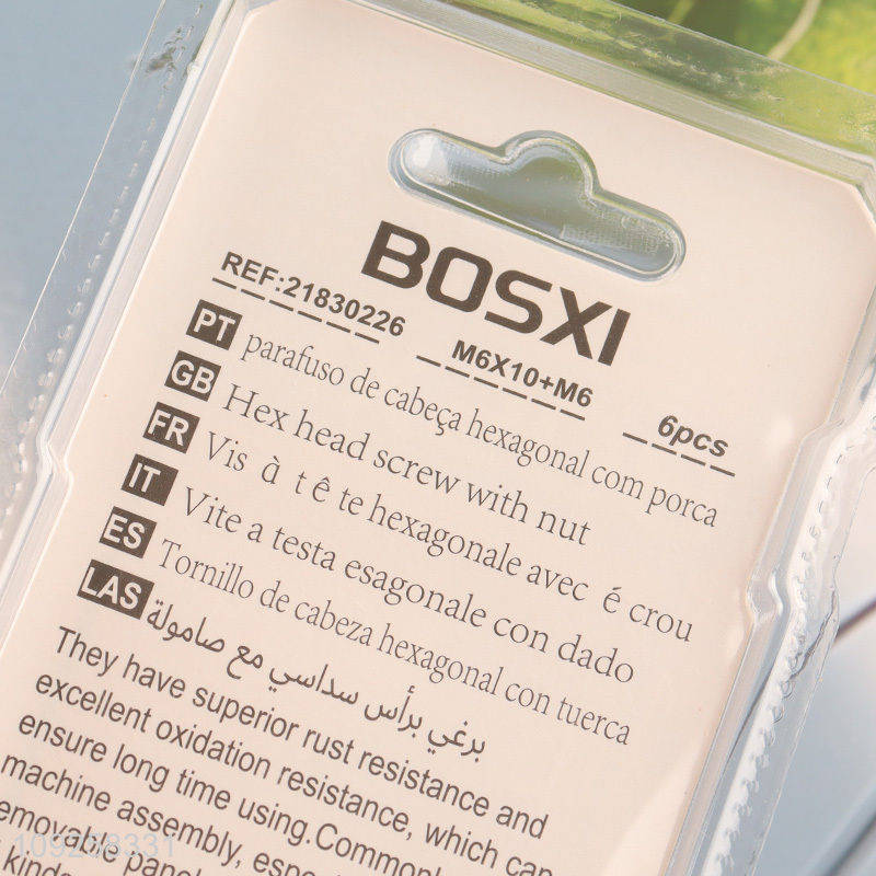 Factory Supply 6 Pieces M6 Iron Screws and Nuts Set Hardware Assortment Kit