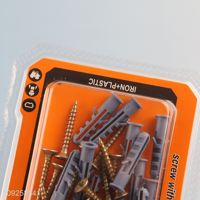 Hot Selling 16 Pieces Plastic Wall Anchor and Screw Set Drywall Anchor Kit