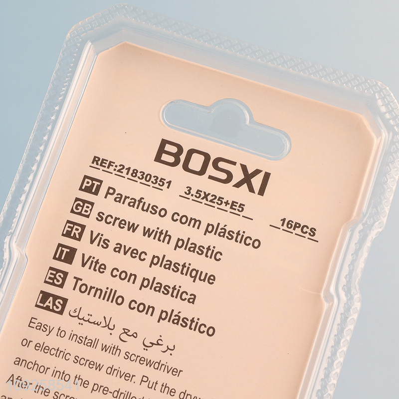 Hot Selling 16 Pieces Plastic Wall Anchor and Screw Set Drywall Anchor Kit