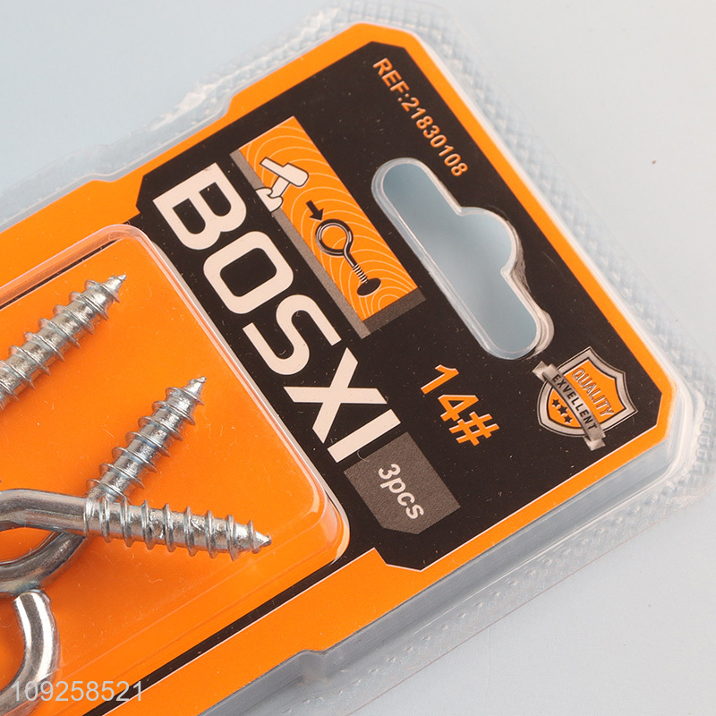 New Arrival 3 Pieces Screw Eye Pins Heavy Duty Self Tapping Screws Hooks