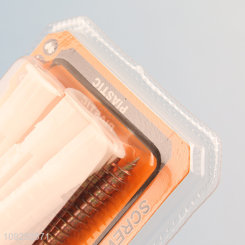 New Product 6 Pieces Plastic Wall Anchor and Screw Set Drywall Anchor Kit