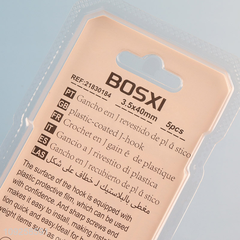 China Imports 5 Pieces Screw-in Hooks Plastic Coated Right Angle Metal Hooks