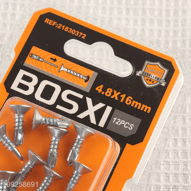 Factory Supply 12 Pieces Self Drilling Screws Set Iron Self Tapping Screws Set