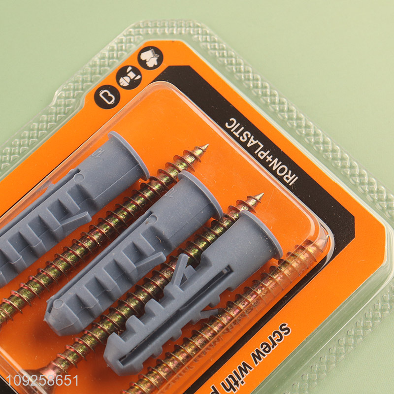 China Wholesale 3 Pieces Plastic Wall Anchor and Screw Set Drywall Anchor Kit