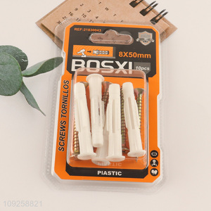 High Quality 10 Pieces Plastic Wall Anchor and Screw Set Drywall Anchor Kit