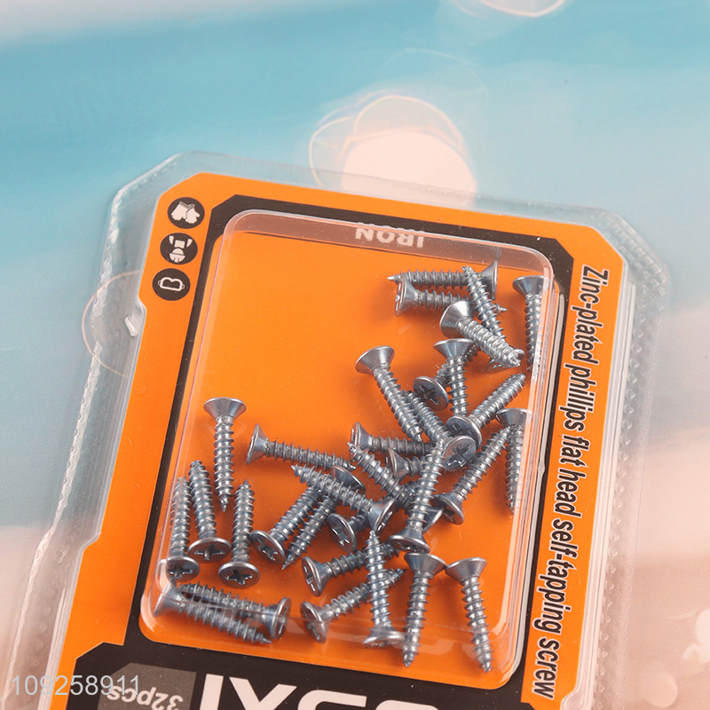 High Quality 32 Pieces Self Tapping Screw Set Iron Self Tapping Screws Set