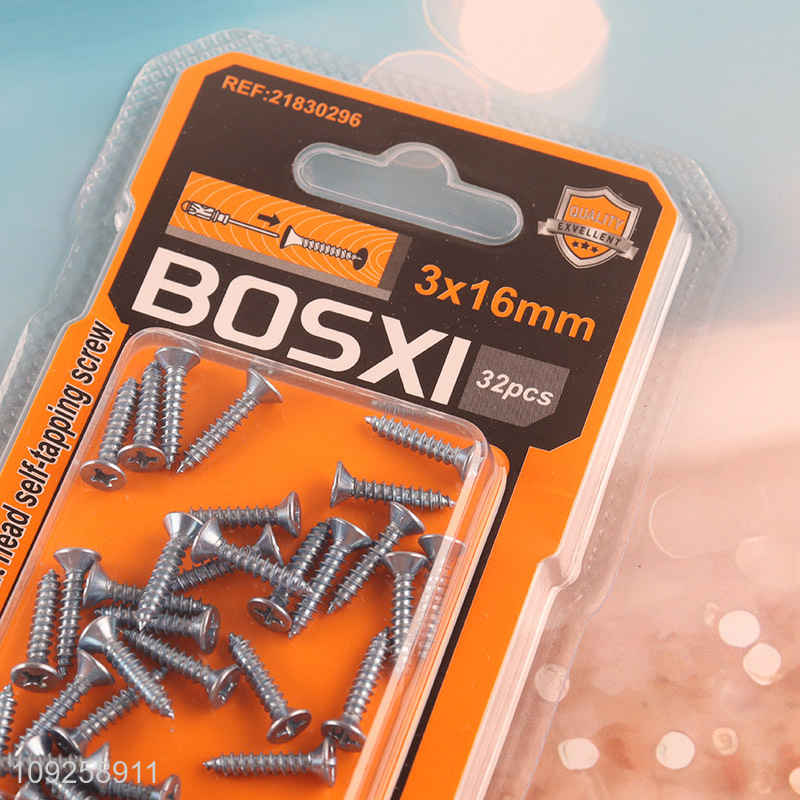 High Quality 32 Pieces Self Tapping Screw Set Iron Self Tapping Screws Set