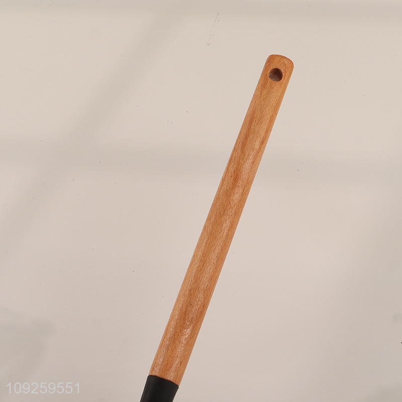 China factory silicone kitchen utensil basting spoon with wooden handle