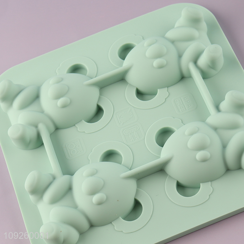 Factory Price 3D Bear Silicone Ice Tray Ice Cube Molds with Lid