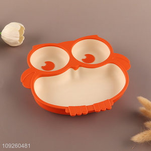 High Quality Baby Plate Cute Owl Shaped Silicone Baby Toddler Plate