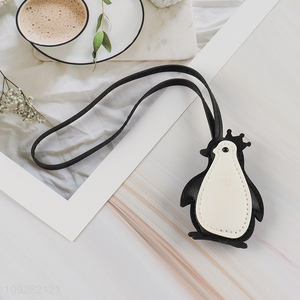 New Arrival Penguin Keychain Pendant Cute PU Leather Key Chain Backpack Pendant