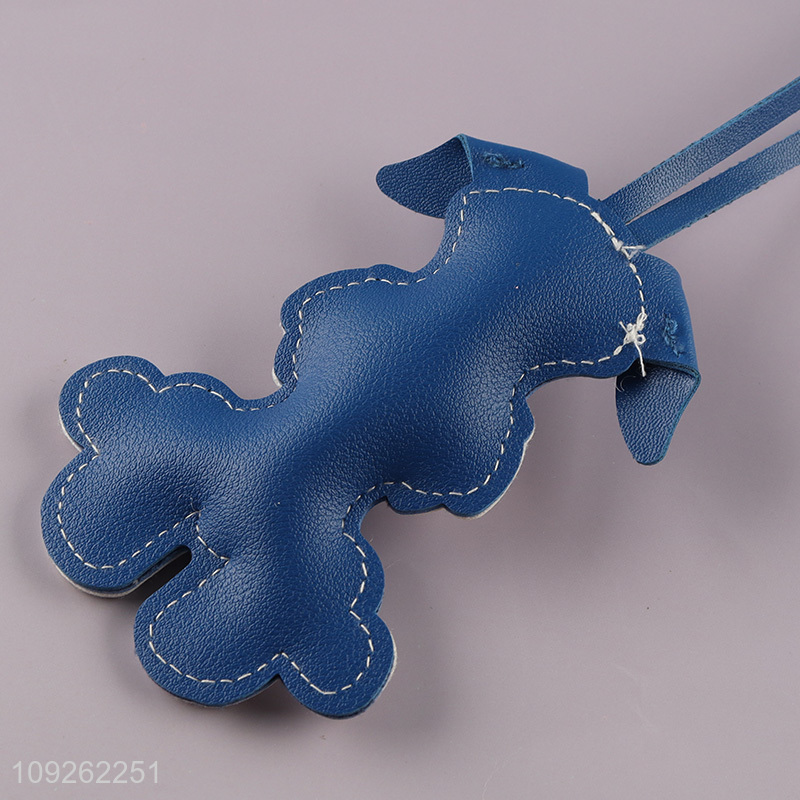 New Product Schnauzer Keychain Bag Charm PU Leather Keychain Handbag Purse Pendant