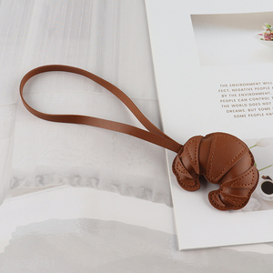China Imports Croissant Keychain Pendant PU Leather Bag Charm for Handbag Backpack