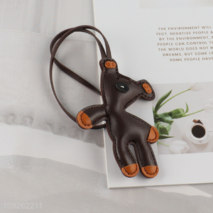 New Arrival Bear Keychain Pendant Cute PU Leather Bag Charm Keychain Bag Pendant