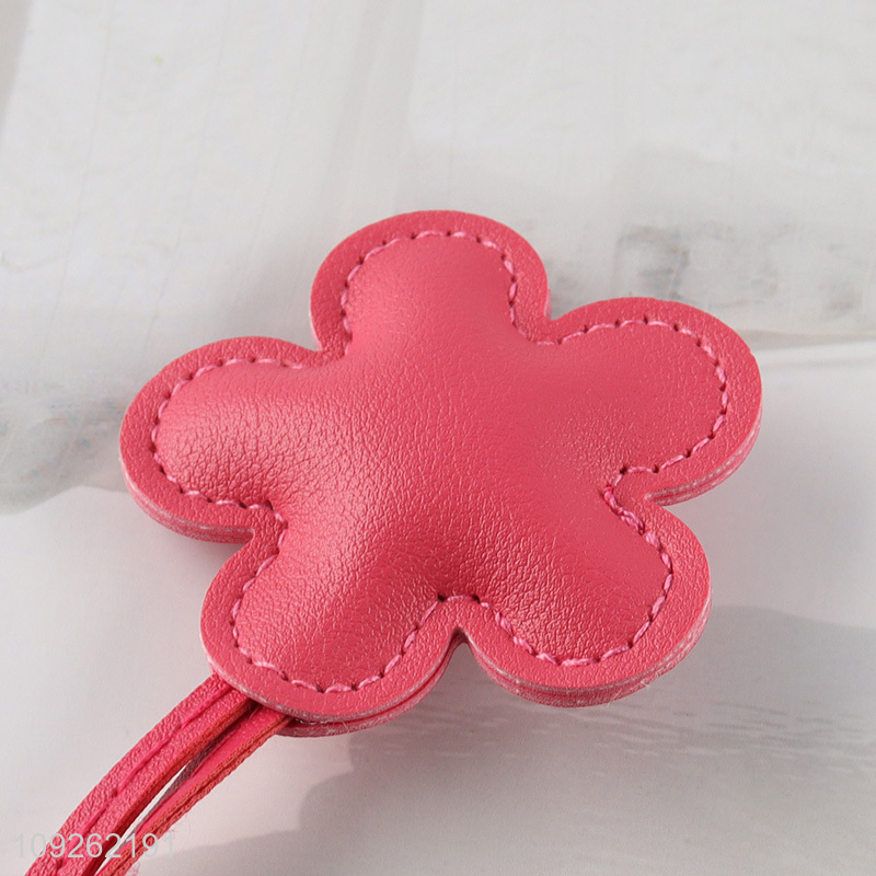 Factory Supply Flower Keychain Pendant PU Leather Bag Charm for Handbag Backpack Purse