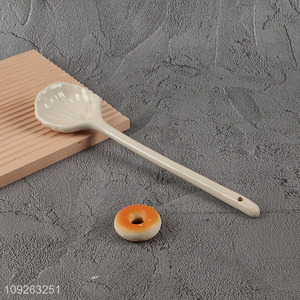 New arrival shell shape ceramic tableware spoon with long handle