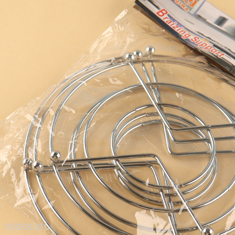 Wholesale 3 Pieces Round Metal Wire Trivets Pot Holders for Hot Dishes Pots Pans